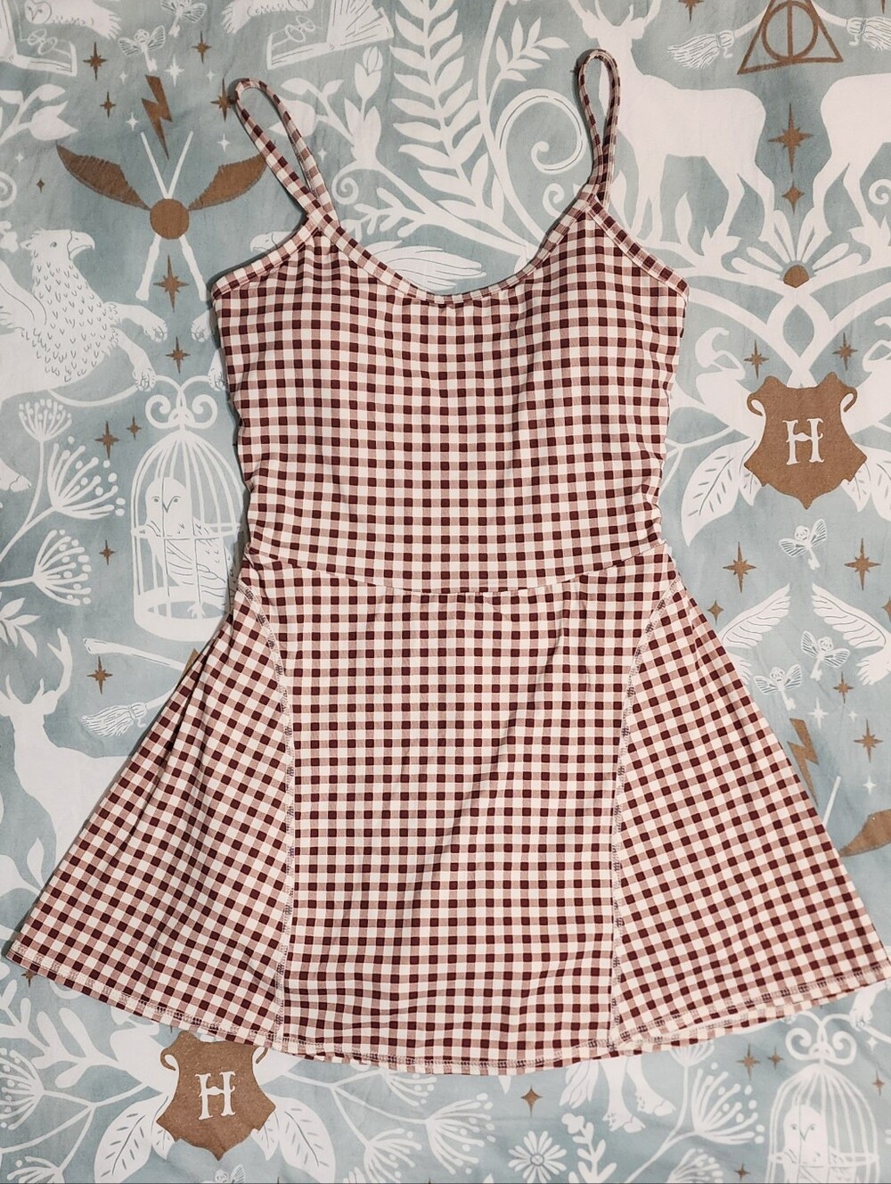 Viral Joylab Brown And White Gingham Active Activewear Dress xs